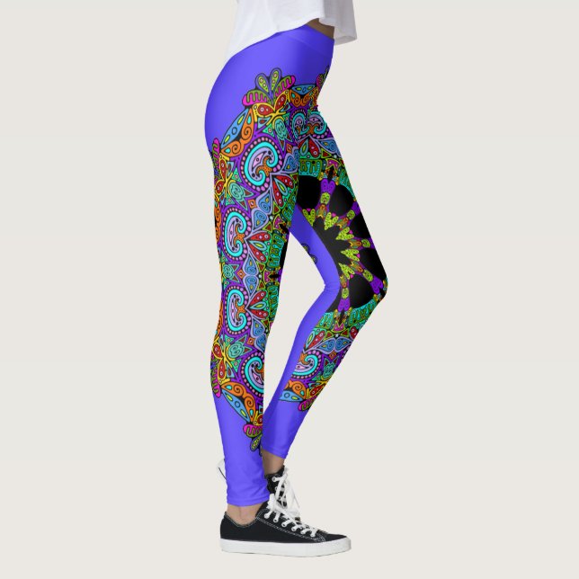 Legging Relógio de Mandala Pintado à Mão 24 (Direita)