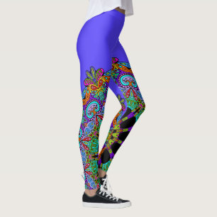 Legging Relógio de Mandala Pintado à Mão 24
