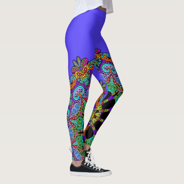 Legging Relógio de Mandala Pintado à Mão 24 (Direita)