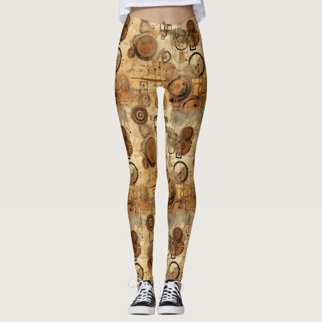 Legging Relógio Grunge Rústico Steampunk (Frente)