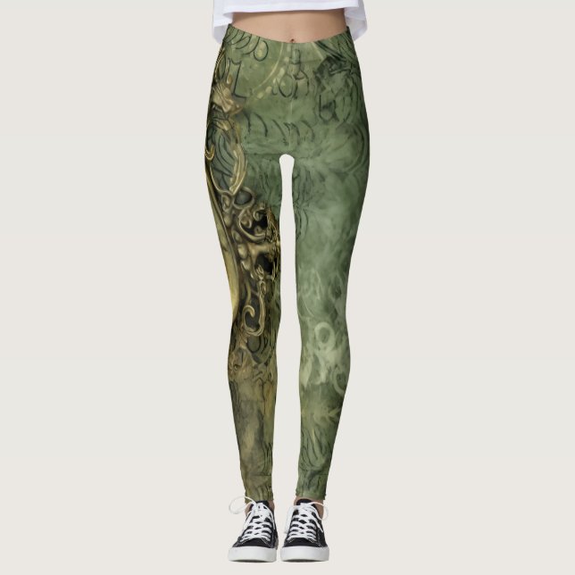 Legging Relógio Russo Emerald Green Steampunk (4) (Frente)