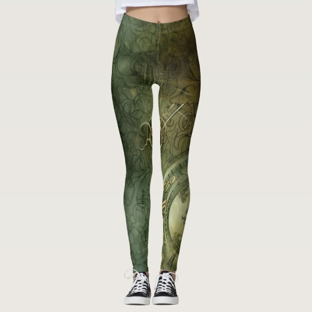 Legging Relógio Russo Emerald Green Steampunk (5) (Frente)