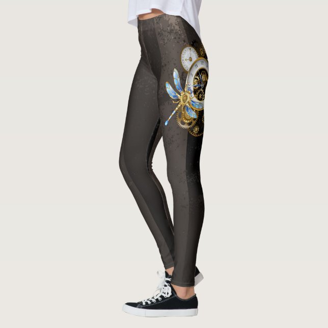 Legging Relógio Steampunk com Dragonfly Mecânica (Esquerda)
