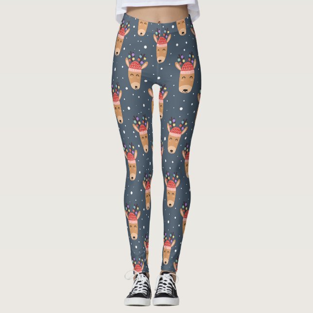 Legging Rena Azul Rústica Fofa Caprichosa Divertida Festa (Frente)