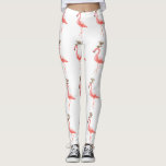 Legging Rena na moda do Natal do flamingo<br><div class="desc">Leggins do divertimento que caracterizam um flamingo cor-de-rosa que veste acima o teste padrão vermelho da rena do nariz de Rudolph.</div>