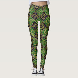 Legging Renascença Medieval Arauto Leão Leopardo Metálico