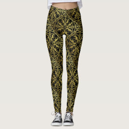 Legging Renascença Medieval Arauto Leão Leopardo Metálico