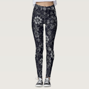 Legging Renda Intrincada Preta e Branca