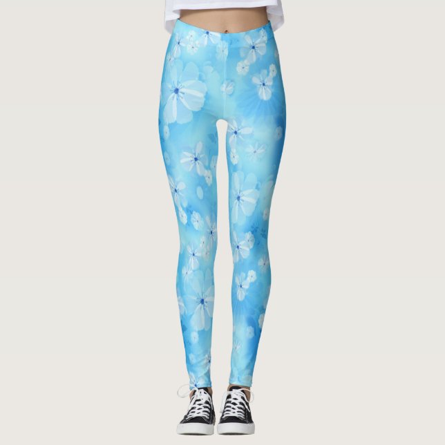 Legging Repetir azul-claro-azul-claro - flores brancas-aqu (Frente)