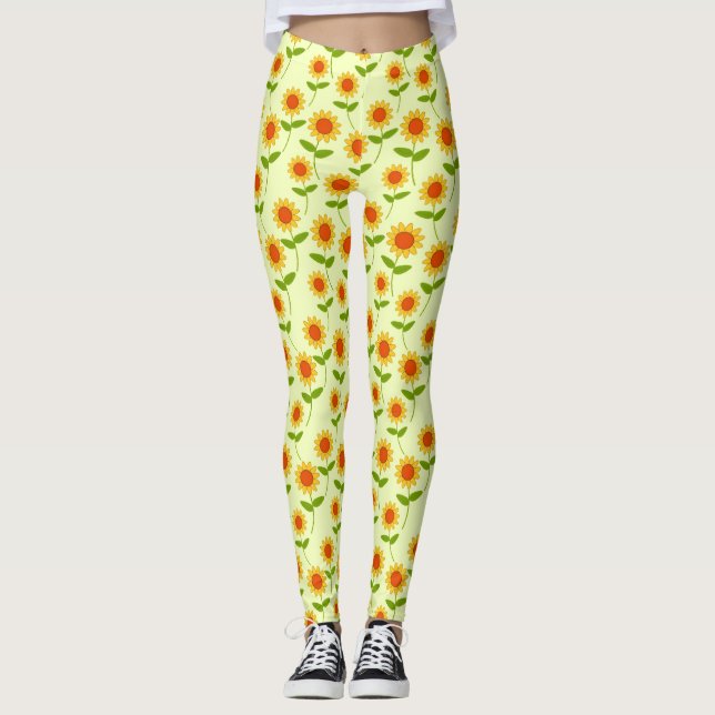 Legging Repetir Padrão de Girassol (Frente)