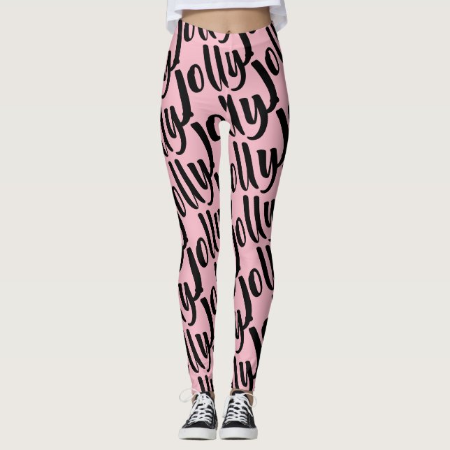 Legging Repetir padrão em caligrafia rosa (Frente)