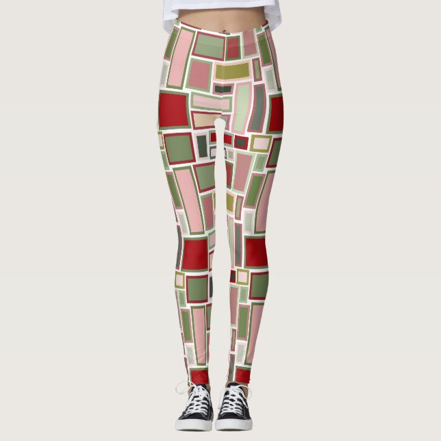 Legging Retângulos de Natal Boho (Frente)