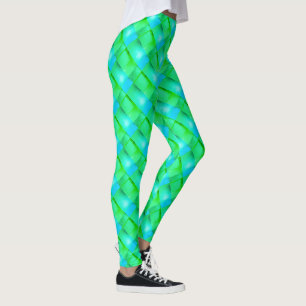 Legging Retângulos ou faixas curvas verdes azuis que são f