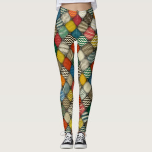 Legging retrato de patches com botões