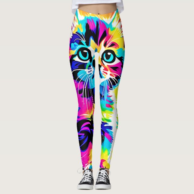 Legging Retrato do Rainbow Kitten (Frente)