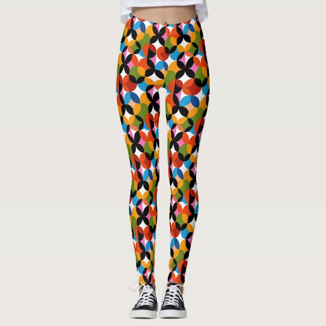 Legging Retro Abstract Pattern Colorful Mid Century Modern (Frente)