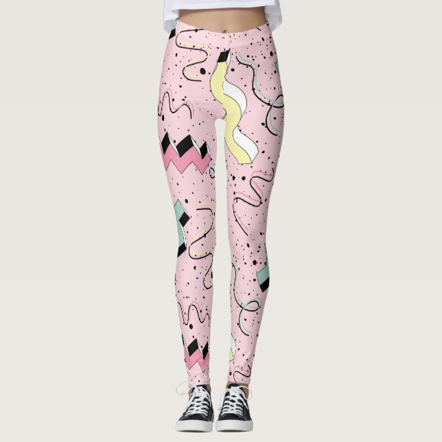 Legging Retro abstrato brilhante, padrão perfeito. (Frente)