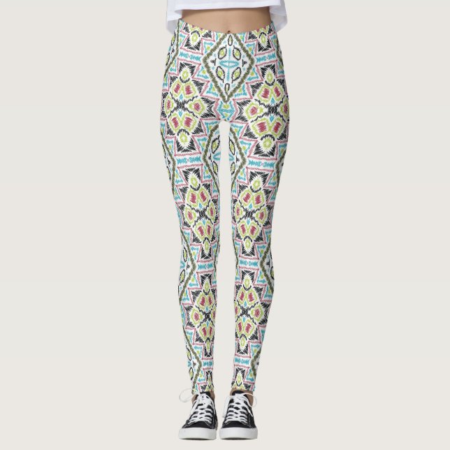 Legging retro africano etno traday abstrato mexicano (Frente)