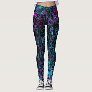 Legging Retro Aqua Magenta e Abstrato preto
