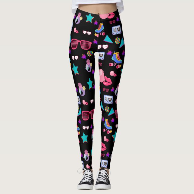 Legging Retro black 80s Costume Vibrant culture pop (Frente)