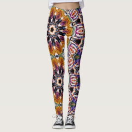 Legging Retro Boho Bohemian Hippie Trippy Rosette Mandala