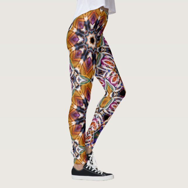 Legging Retro Boho Bohemian Hippie Trippy Rosette Mandala (Direita)