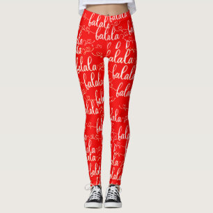 Legging Retro Chic Fa la la Script Red
