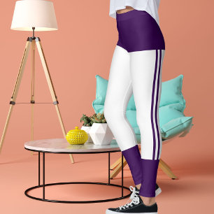 Legging Retro de Gamas Brancas Púrpuras Personalizadas Esc