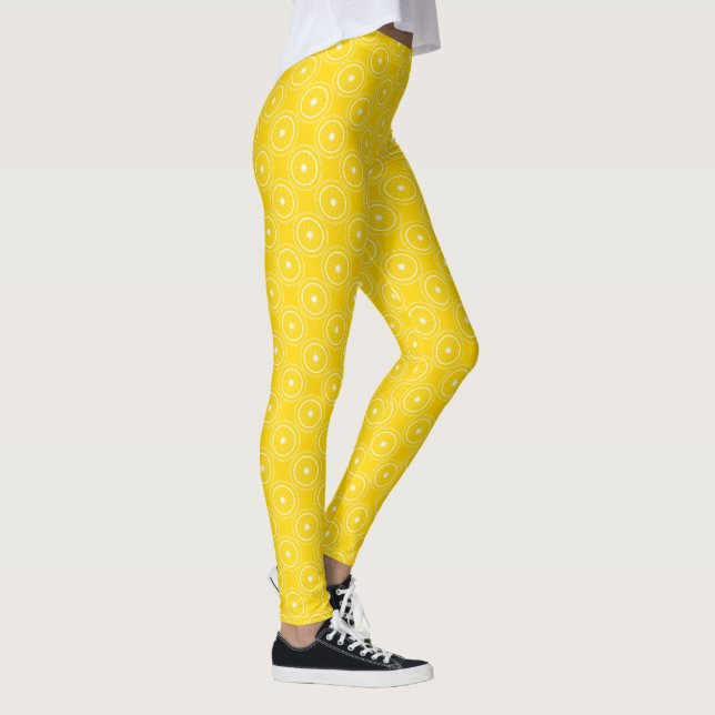 Legging Retro de limão amarelo-abstrato (Direita)