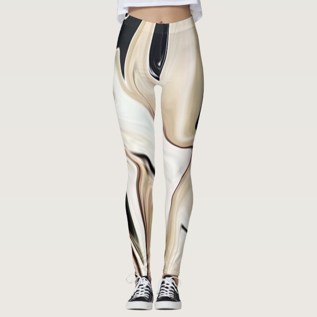 Legging Retro elegante abstrato cor textura digital fluida (Frente)