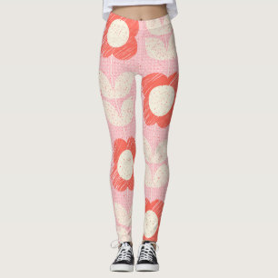 Legging Retro Escandinavo Espalhado Floral Espalhado Sem C