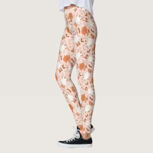 Legging Retro-Fantasma Divertido e Padrão Jack-O-Lantern