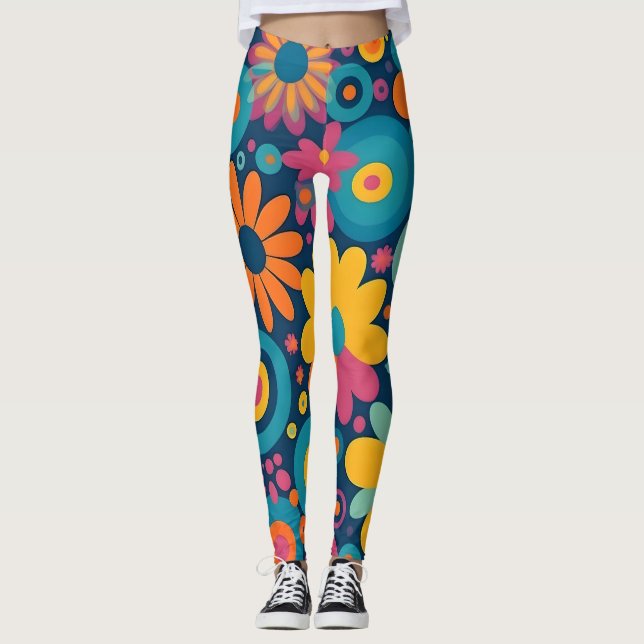 Legging Retro Floral Burst (Frente)