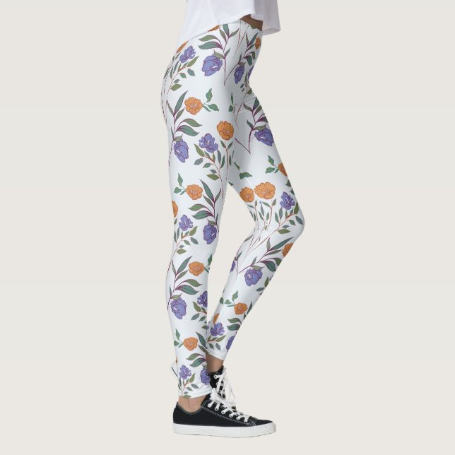 Legging Retro Floral Por Todo O Padrão (Direita)