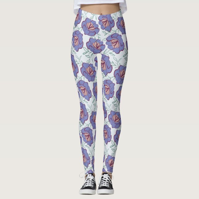 Legging Retro Floral Por Todo O Padrão (Frente)
