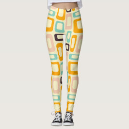 Legging Retro geometric pattern in light beige background