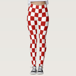 Legging Retro geométrico branco-vermelho-quadrado