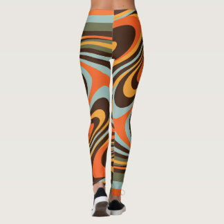 Legging Retro Groovy Swirl Pattern 70s Psychedelic Vortex
