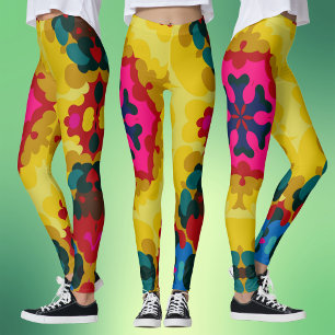 Legging Retro Mandala Amarelo Azul e Rosa