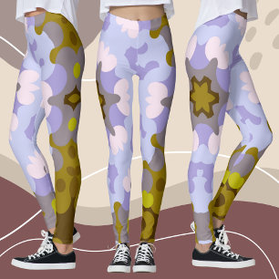 Legging Retro Mandala Flor Amarelo Azul e Púrpura