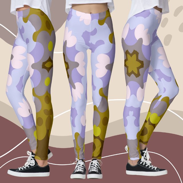 Legging Retro Mandala Flor Amarelo Azul e Púrpura (Criador carregado)