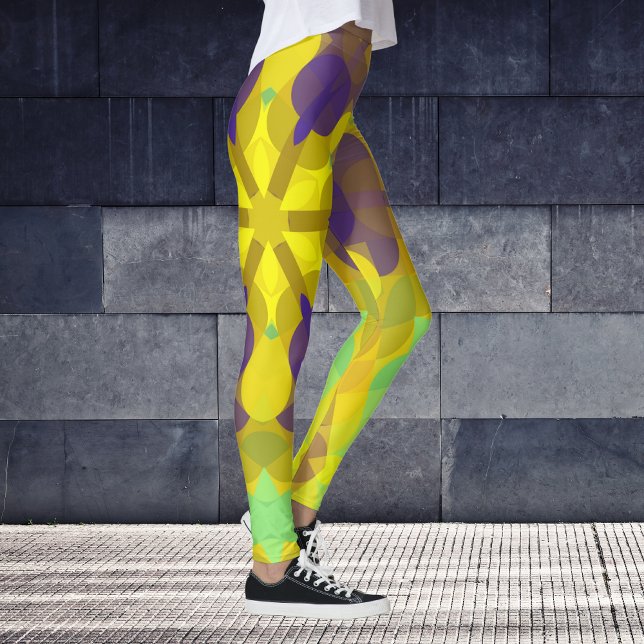 Legging Retro Mandala Flor Amarelo Roxo e Verde (Criador carregado)
