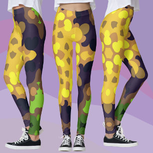 Legging Retro Mandala Flor Amarelo Roxo e Verde