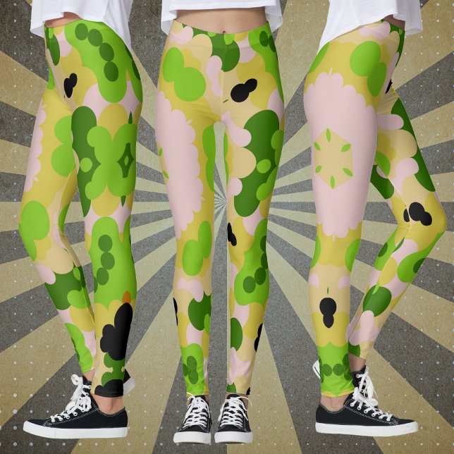 Legging Retro Mandala Flor Amarelo Verde e Branco (Criador carregado)
