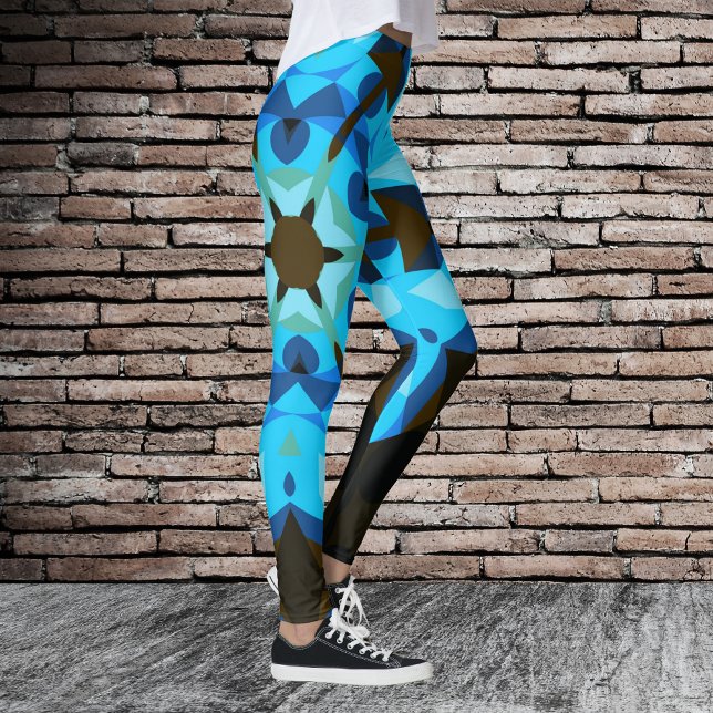 Legging Retro Mandala Flor Azul e Laranja (Criador carregado)