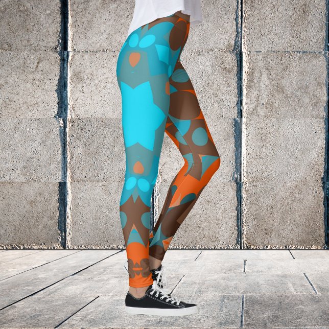 Legging Retro Mandala Flor Azul e Laranja (Criador carregado)