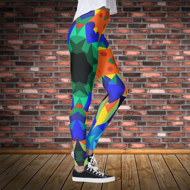 Legging Retro Mandala Flor Azul Laranja e Verde (Criador carregado)