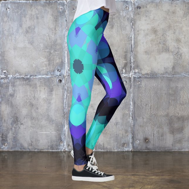 Legging Retro Mandala Flor Azul Roxo e Verde (Criador carregado)