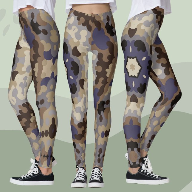 Legging Retro Mandala Flor Azul Tan e Castanho (Criador carregado)