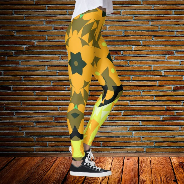 Legging Retro Mandala Flor Laranja Amarelo e Verde (Criador carregado)